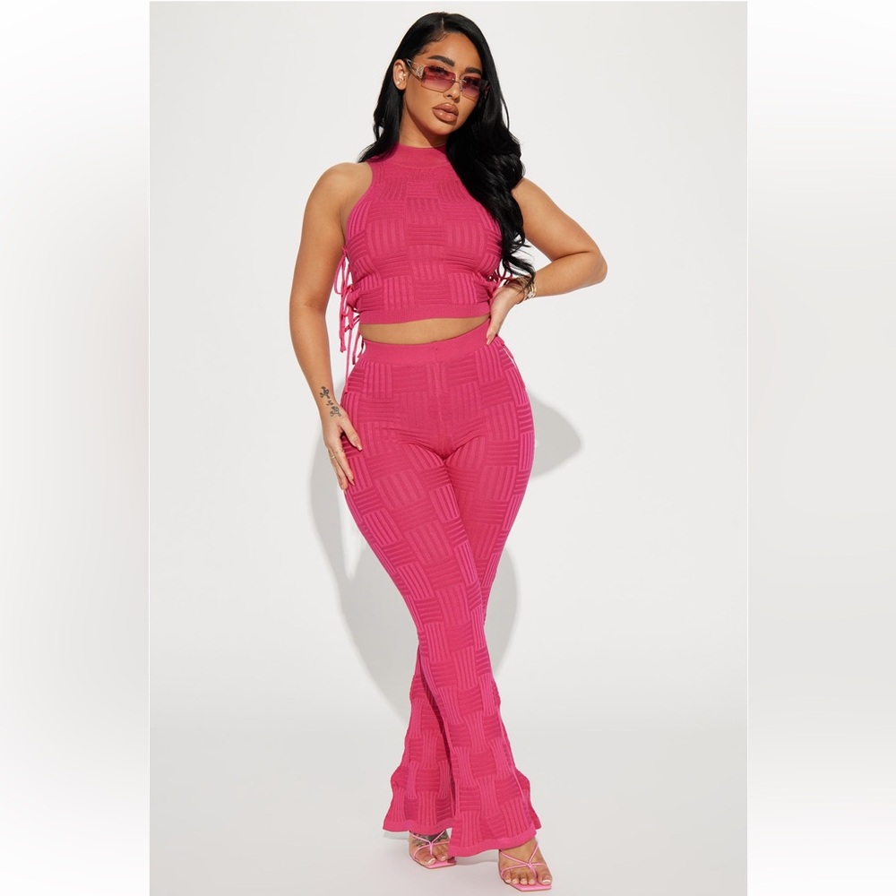 Fashion Nova two piece pink pants set
